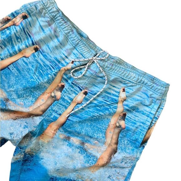 MENS NEFF Blue Printed Elastic Waist Lightweight Loose Fit Board Short XL - Picture 2 of 8